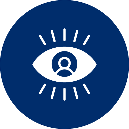 Blue circle with eye and rays