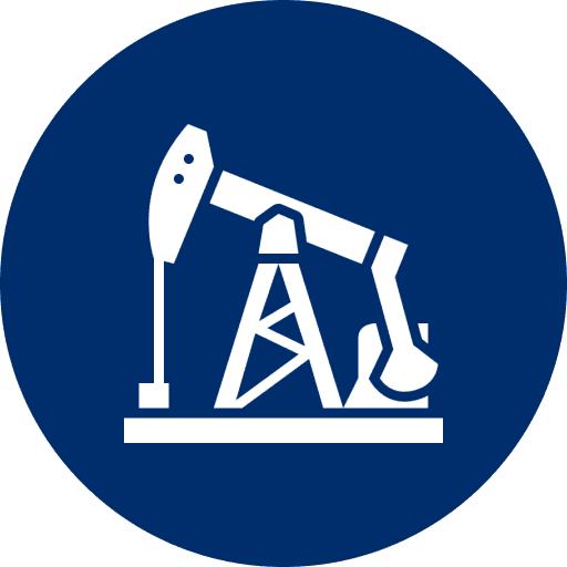 Oil pump jack icon on blue background