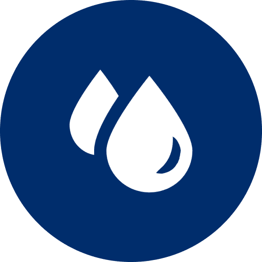 Water droplets icon on blue background
