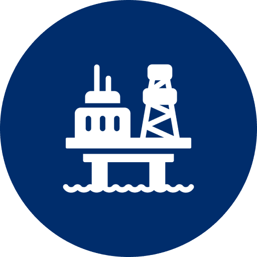 Blue and white oil rig illustration