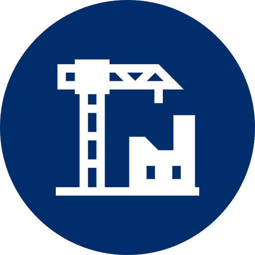 Industrial construction symbol on blue background