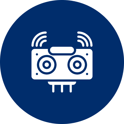 White robot head with antennas