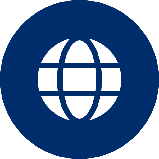 Global network icon in blue context